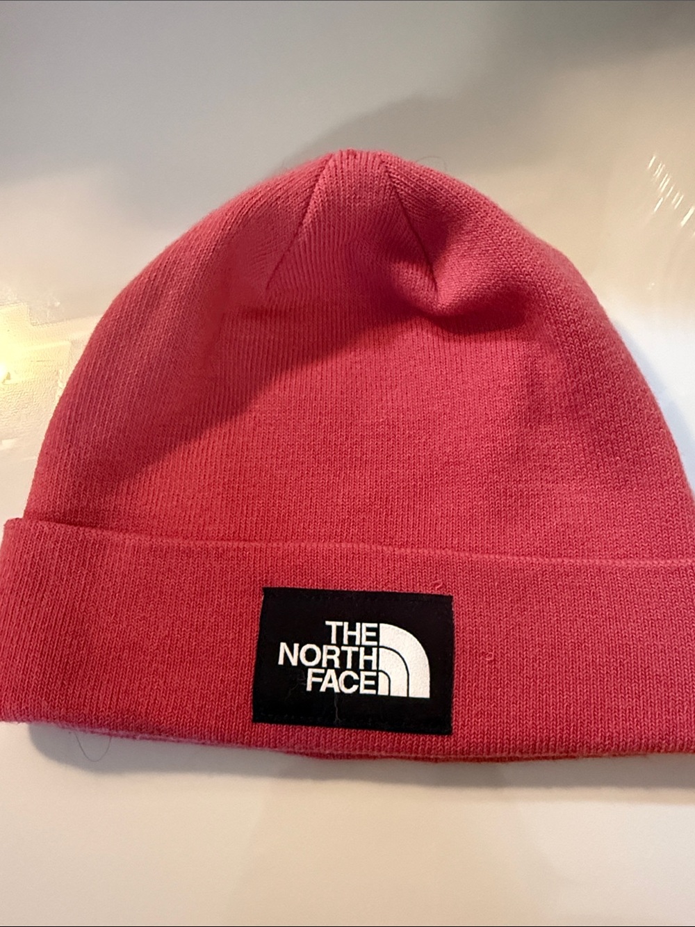 The North Face Pink Logo Cuffed Beanie